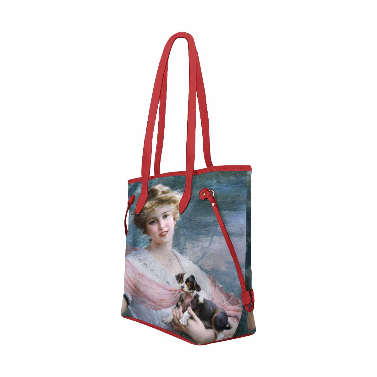 Victorian Lady Design Handbag, Model 1695361, The Mischievous Puppy, RED TRIM