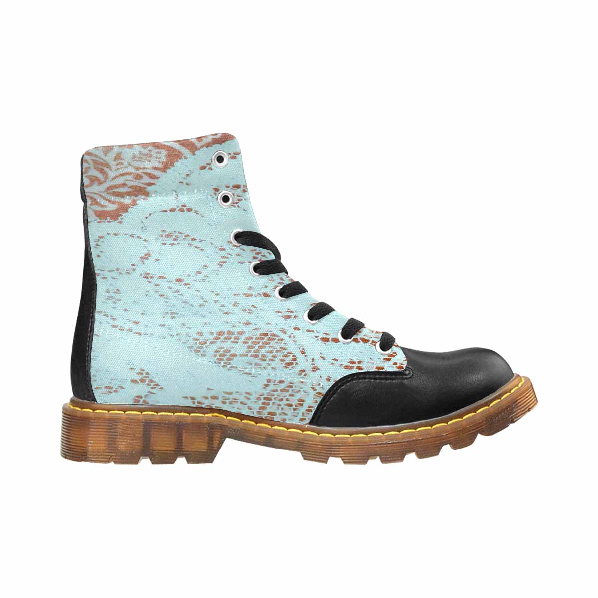 Victorian lace print, cute but tough, Winter walk about  boots, design 23