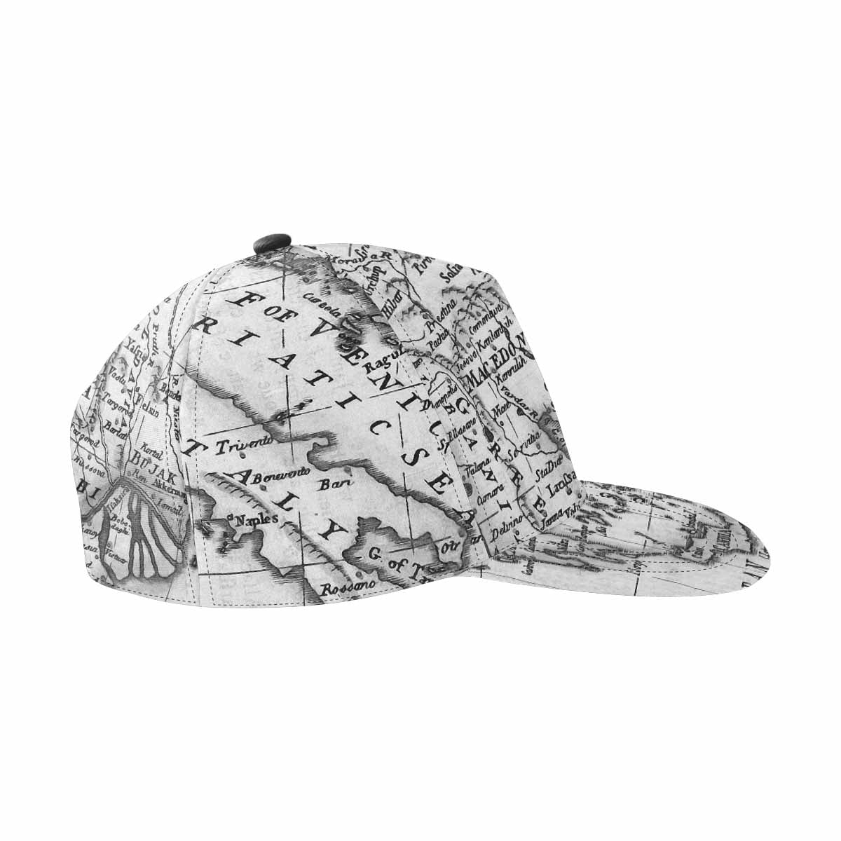 Antique Map design mens or womens deep snapback cap, trucker hat, Design 20