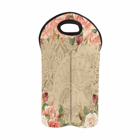 2 Bottle Victorian lace print wine bag, Design 25