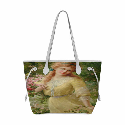 Victorian Lady Design Handbag, Model 1695361, Portrait Of A Girl, WHITE TRIM