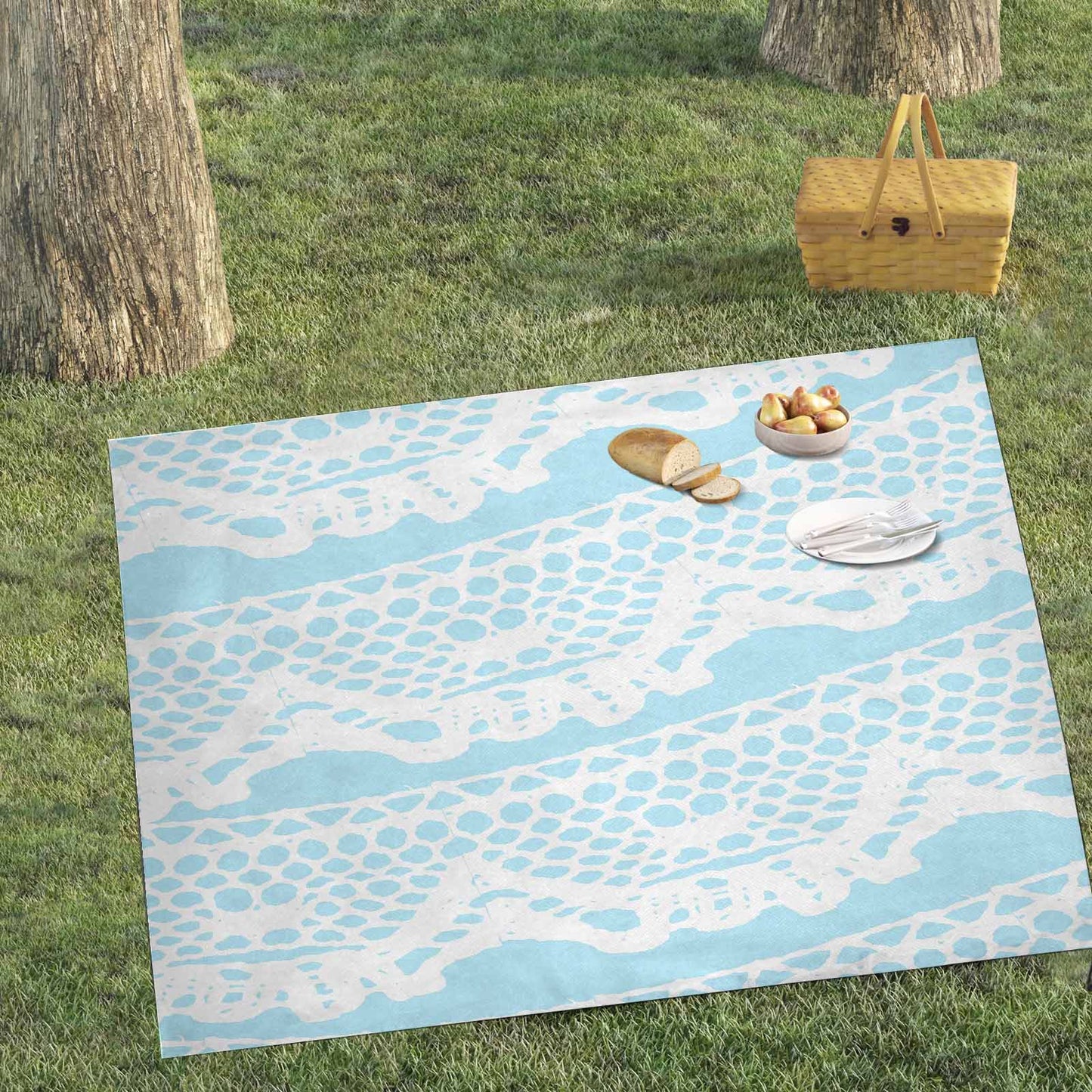 Victorian lace print waterproof picnic mat, 69 x 55in, design 08