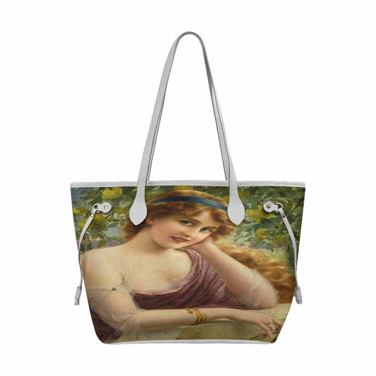 Victorian Lady Design Handbag, Model 1695361, Girl By The Lemon Tree, WHITE TRIM