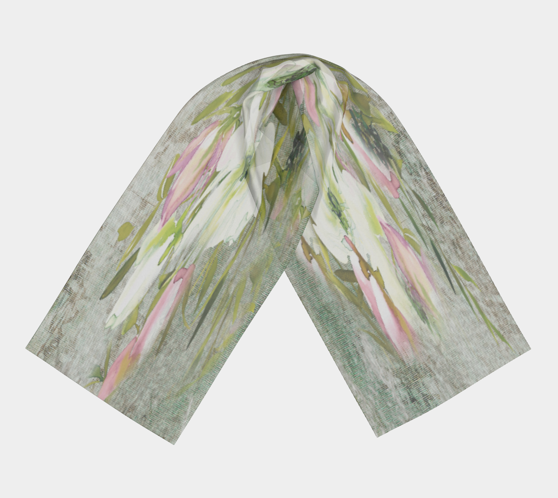 Vintage floral RECTANGLE satin charmeuse scarf, Design 03