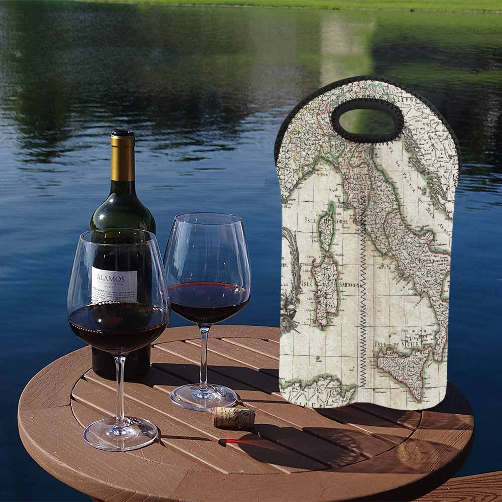 2 Bottle Antique map wine bag,Design 06