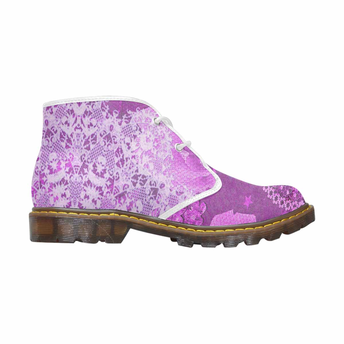 Lace Print, Cute comfy womens Chukka boots, design 03