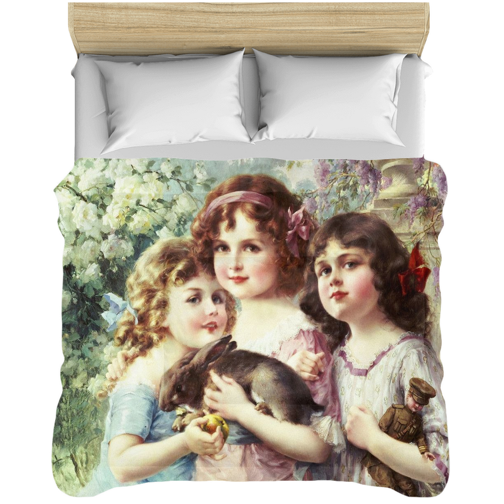 Victorian lady design comforter, twin, twin XL, queen or king, Three Graces