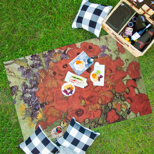 Vintage Floral waterproof picnic mat, 81 x 55in, Design 47