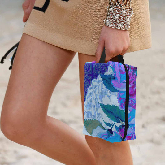 Victorian lace print toiletry comestic bag, design 20