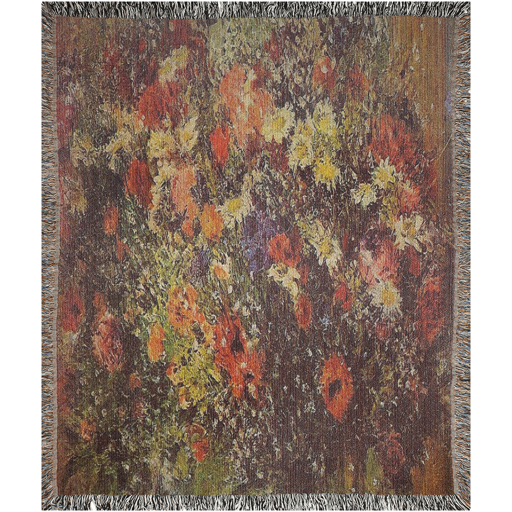 100% cotton Vintage Floral design woven blanket, 50 x 60 or 60 x 80in, Design 24