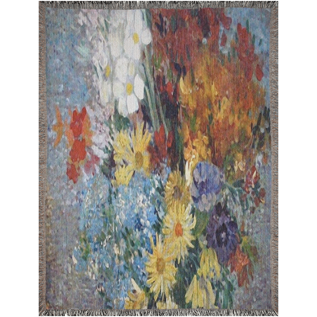 100% cotton Vintage Floral design woven blanket, 50 x 60 or 60 x 80in, Design 41