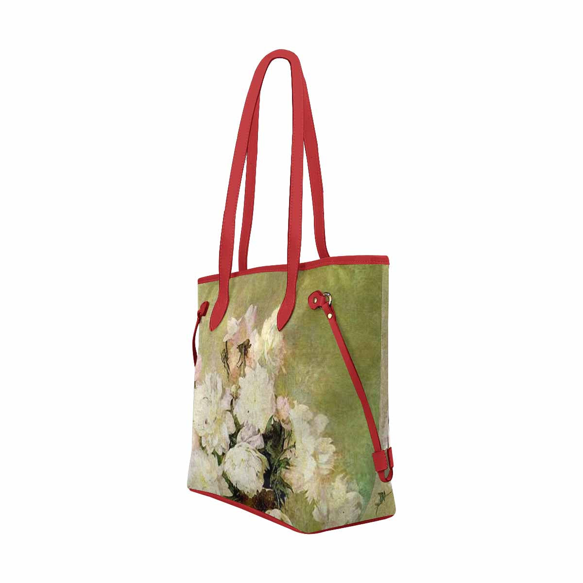 Vintage Floral Handbag, Classic Handbag, Mod 1695361Design 35 RED TRIM