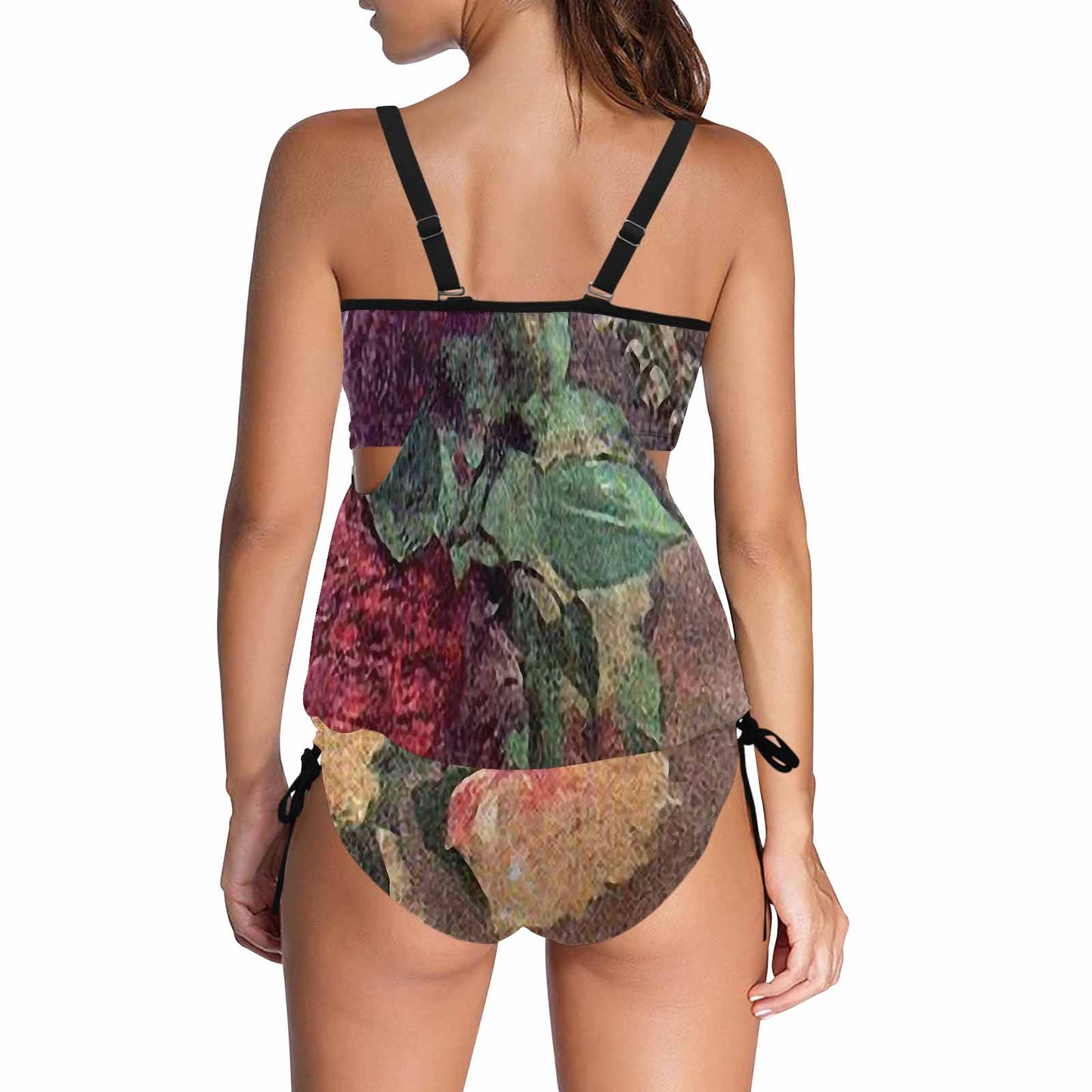 Vintage floral,cover belly tankini beach wear, swim wear, Design 29