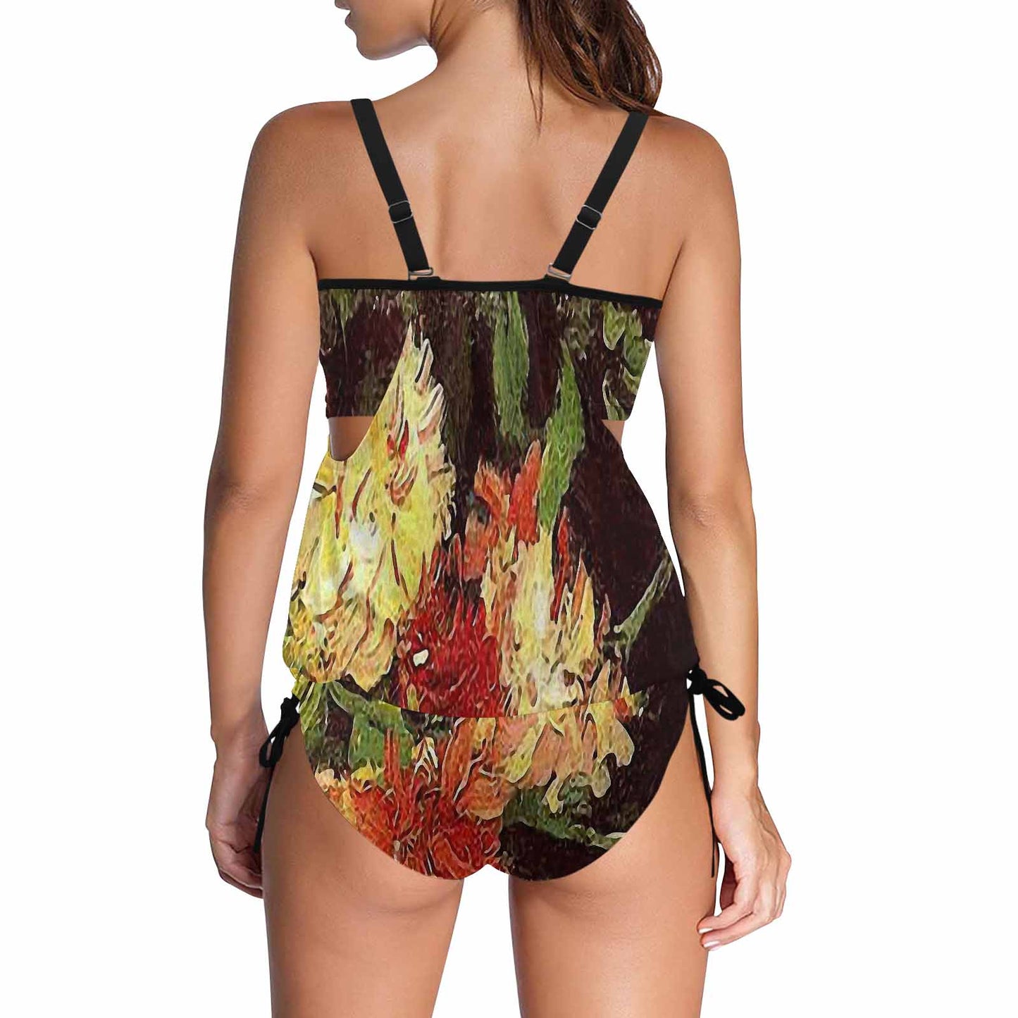 Vintage floral,cover belly tankini beach wear, swim wear, Design 33