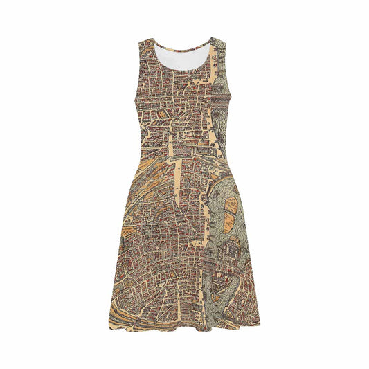 Antique Map casual summer dress, MODEL 09534, design 44
