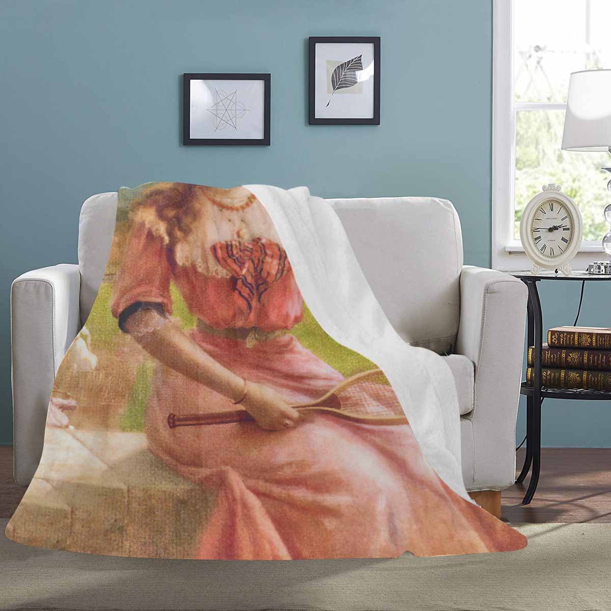 Victorian Lady Design BLANKET, LARGE 60 in x 80 in, Tennis Anyone