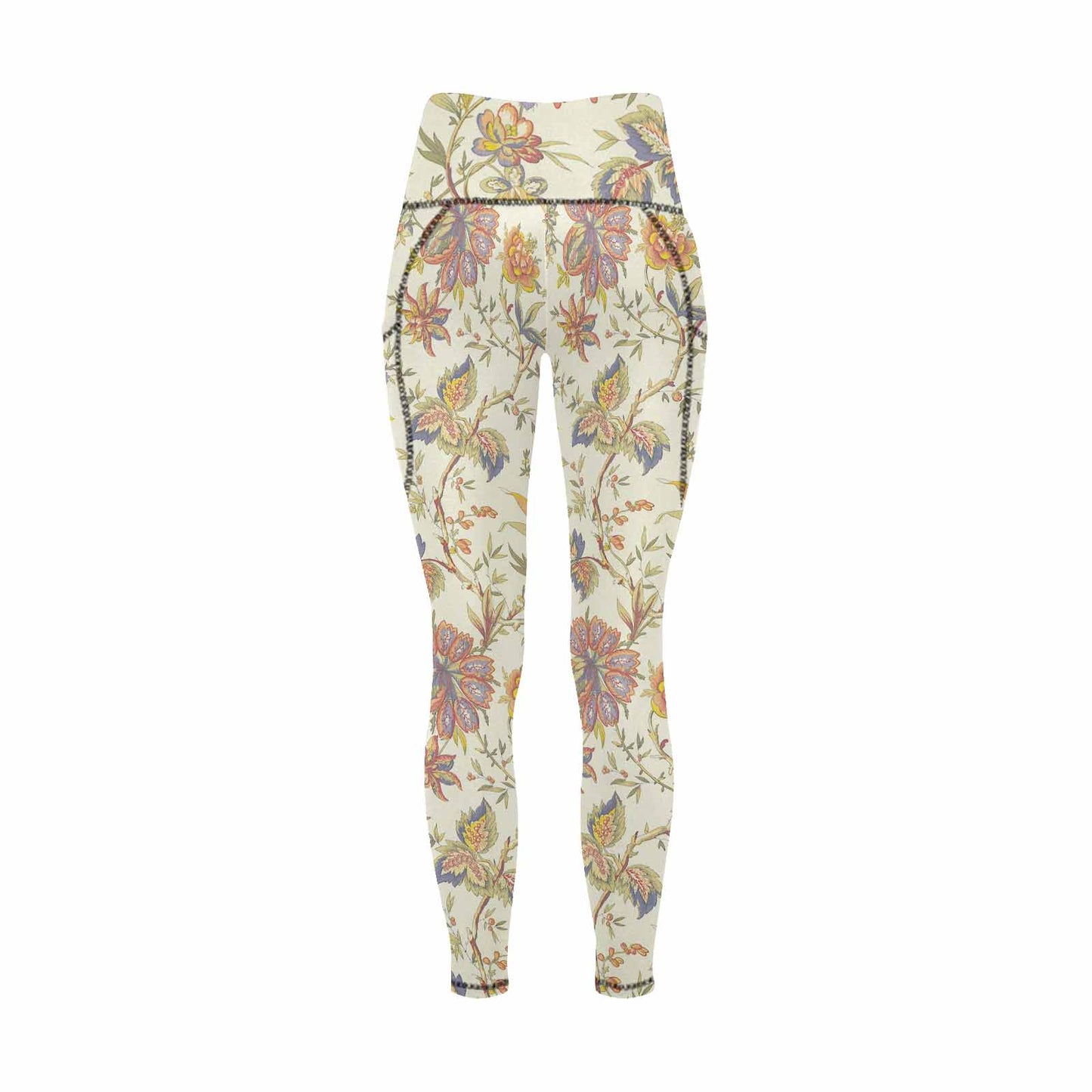 Floral 2, active wear leggings, outside surge, design 01