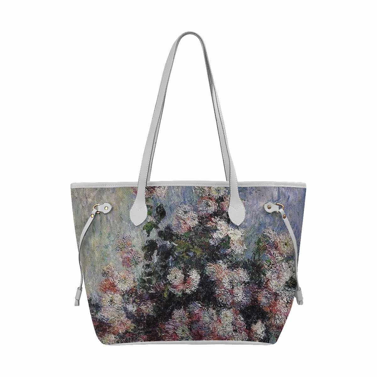 Vintage Floral Handbag, Classic Handbag, Mod 1695361 Design 44, WHITE TRIM