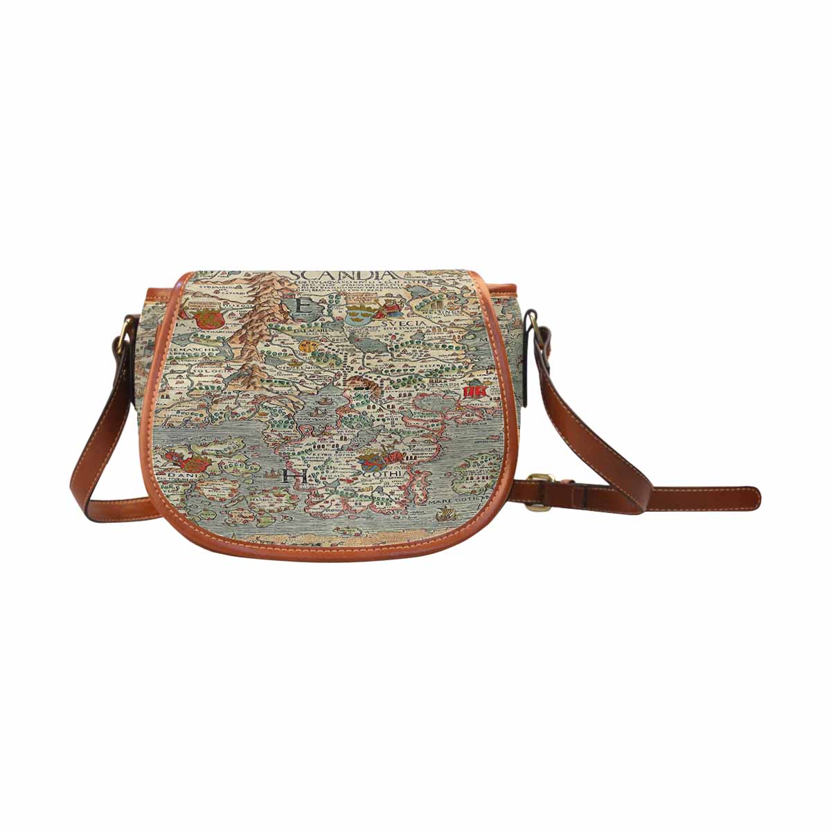 Antique Map design Handbag, saddle bag, Design 15