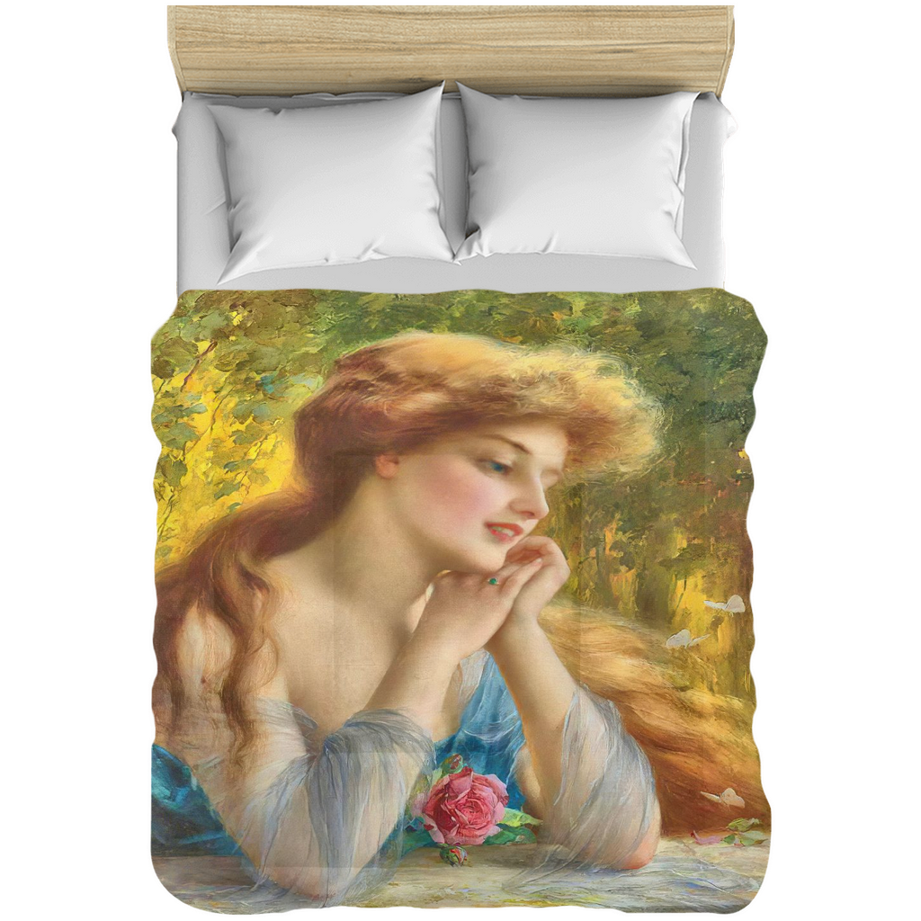 Victorian lady design comforter, twin, twin XL, queen or king, Reverie 2