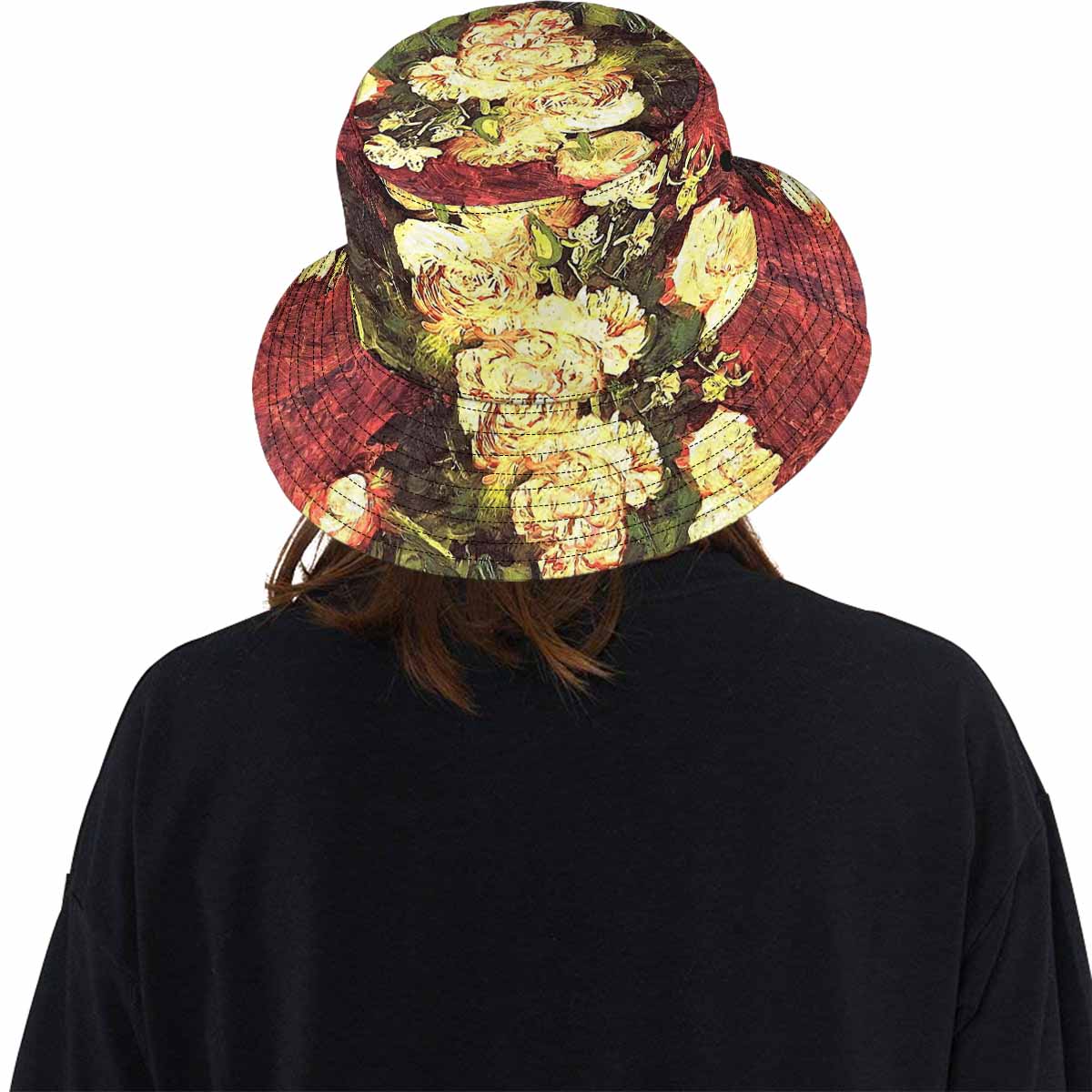 Vintage floral unisex bucket boonie Hat, outdoors hat, Design 27