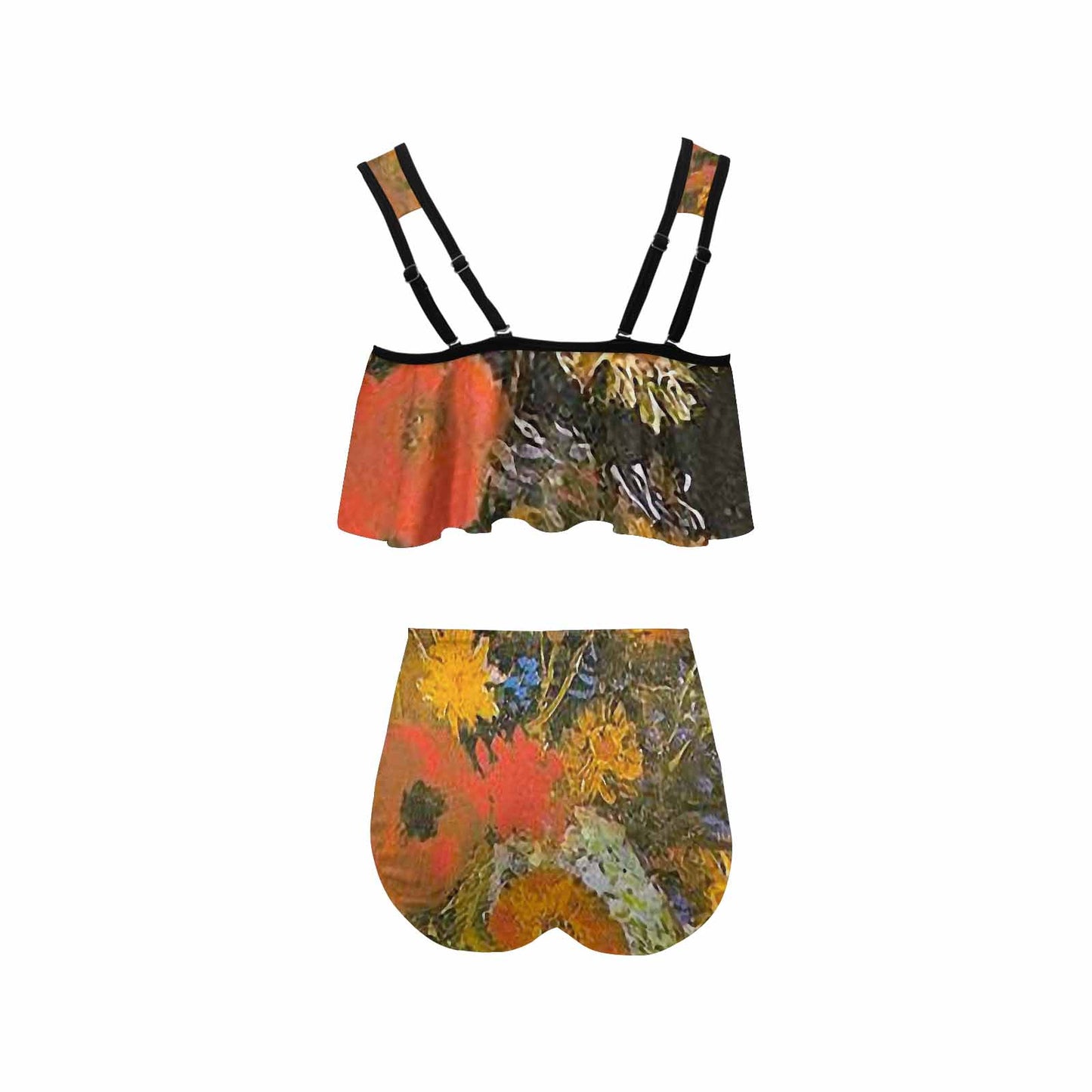 Vintage floral high waisted flounce top bikini, swim wear, Design 60