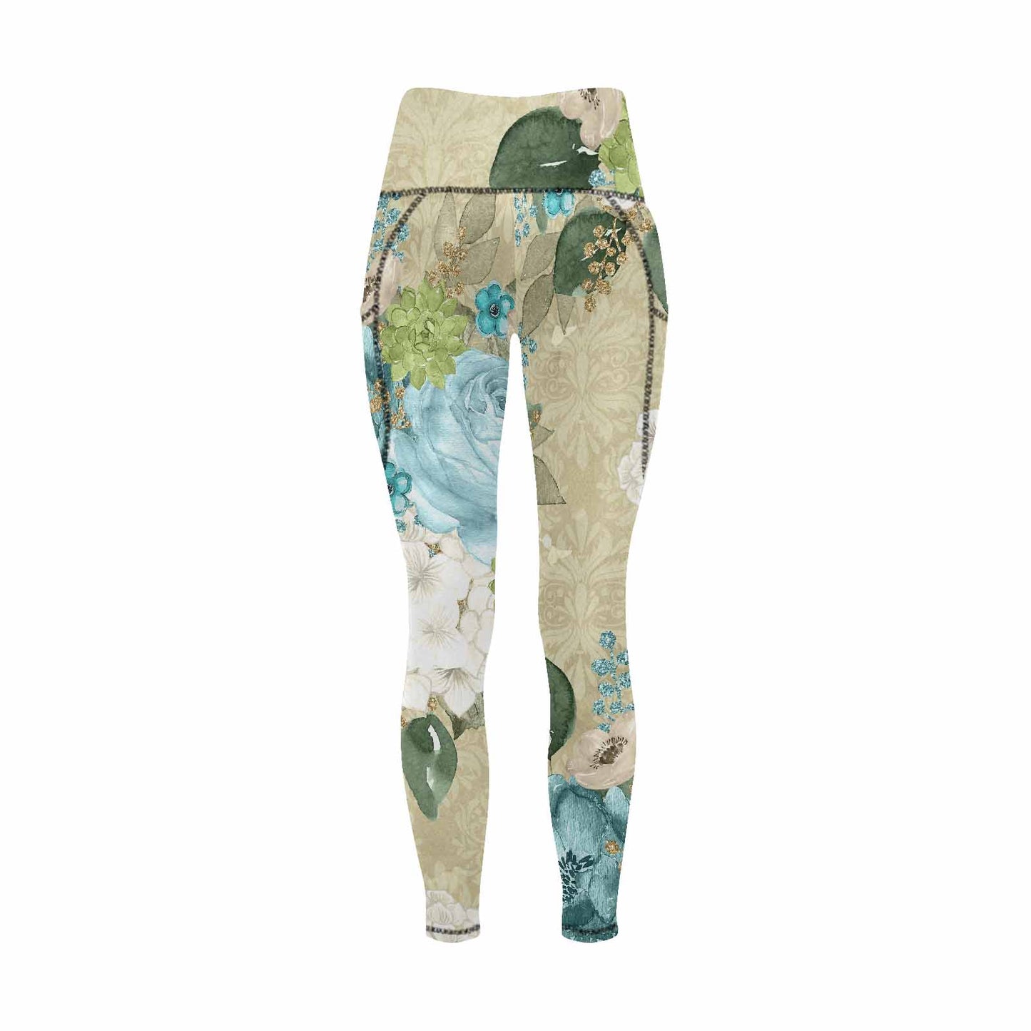 Floral 2, active wear leggings, outside surge, design 47