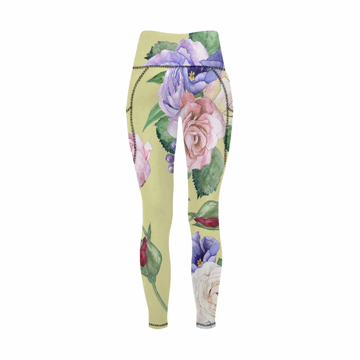 Floral 2, active wear leggings, outside surge, design 61