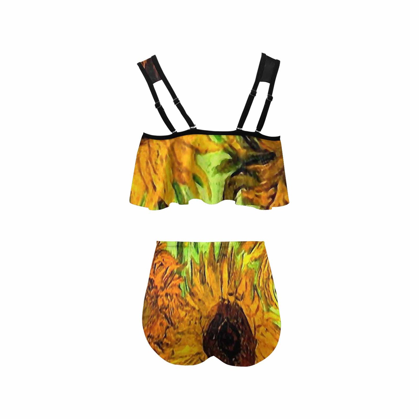 Vintage floral high waisted flounce top bikini, swim wear, Design 48