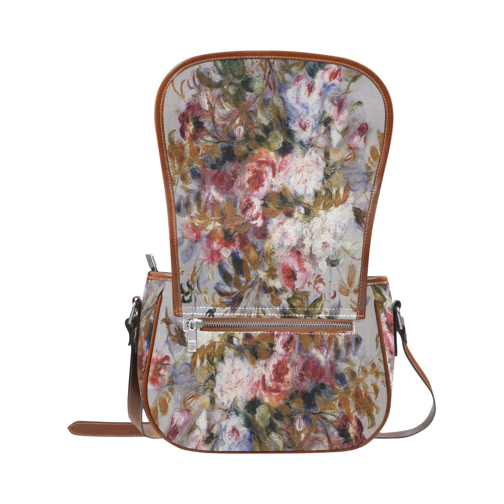 Vintage floral handbag, Design 12 Model 1695341 Saddle Bag/Large (Model 1649)
