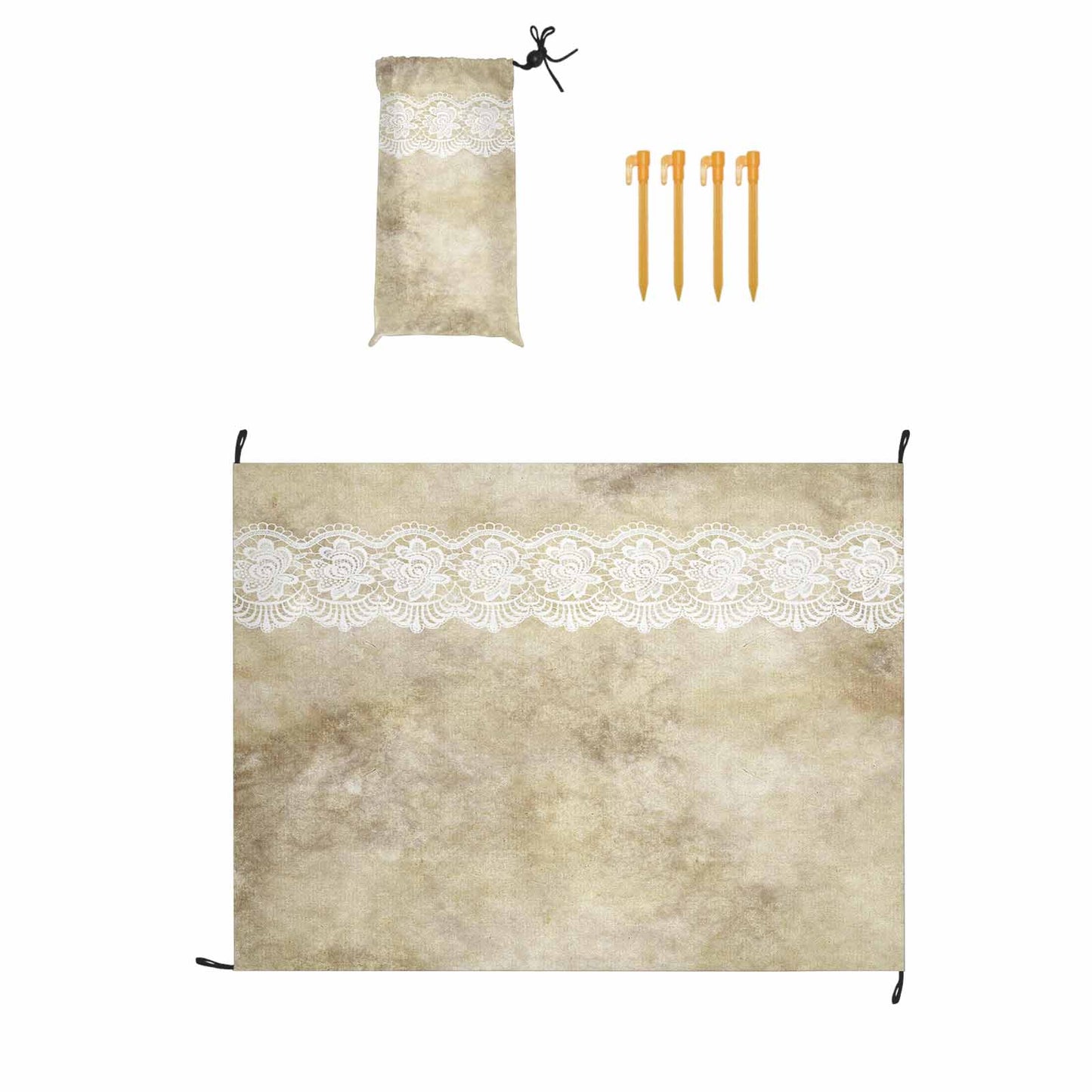 Victorian lace print waterproof picnic mat, 69 x 55in, design 28