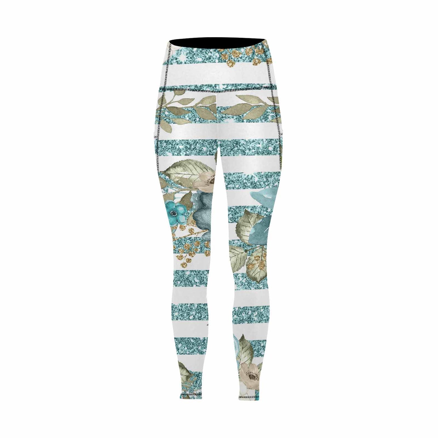 Floral 2, active wear leggings, outside surge, design 51