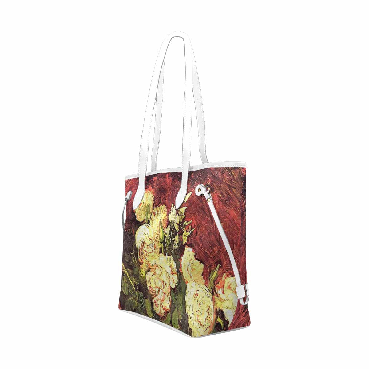 Vintage Floral Handbag, Classic Handbag, Mod 1695361 Design 27 WHITE TRIM