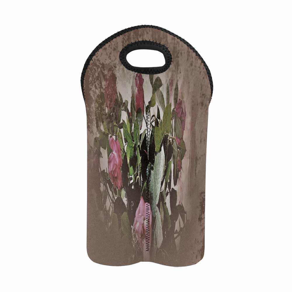 Vintage floral 2 bottle wine bag, Design 22x