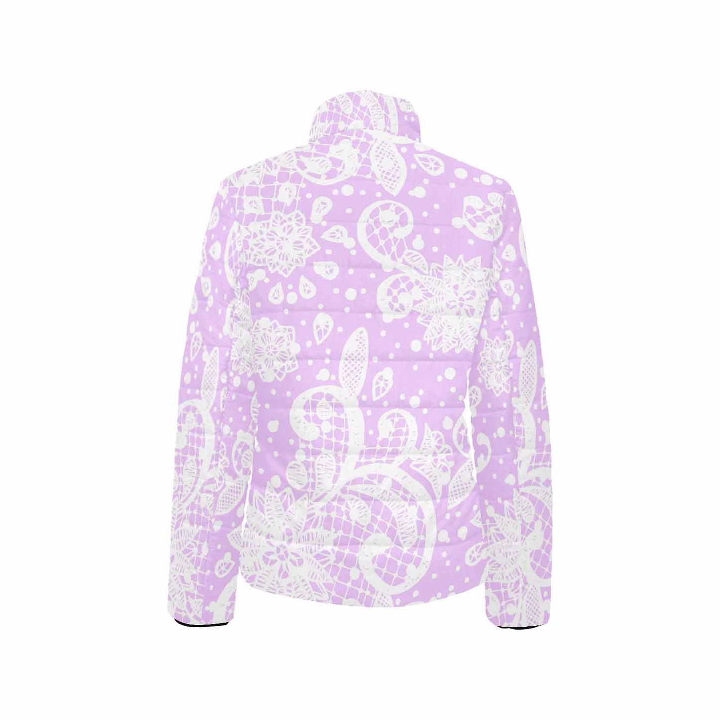 Victorian Lace print womens padded quilted jacket, design 06