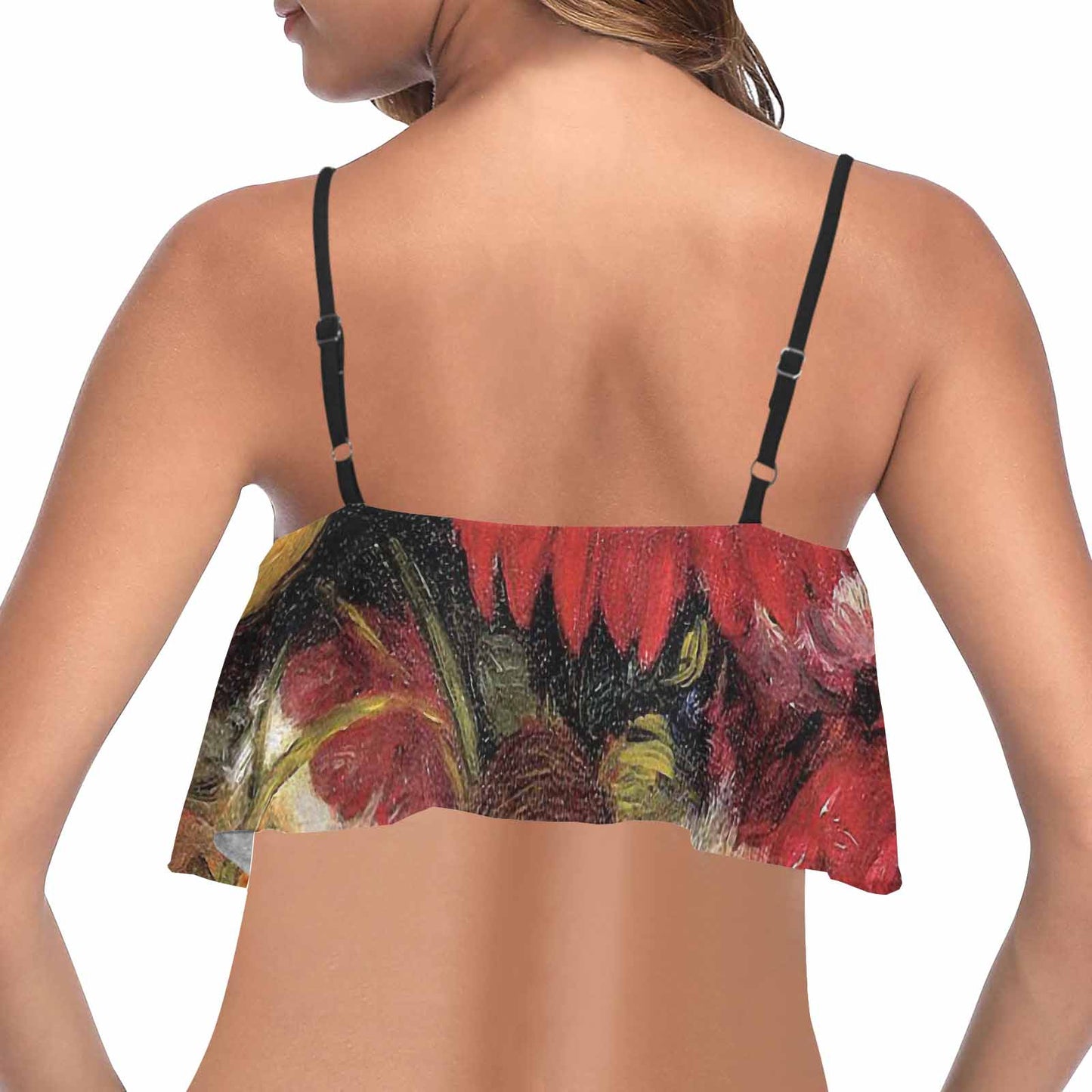 Vintage floral flounce bikini top, Design 25