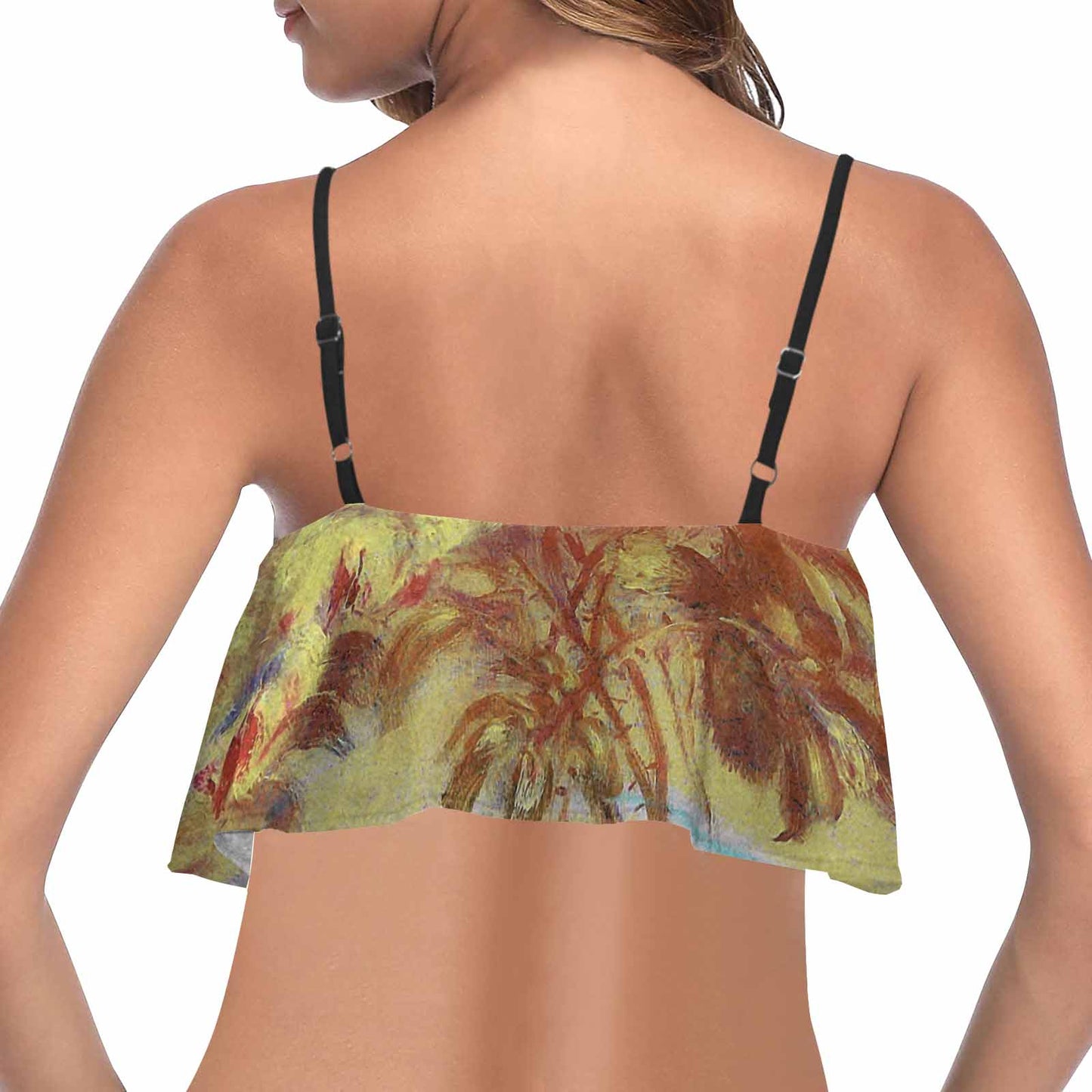 Vintage floral flounce bikini top, Design 11