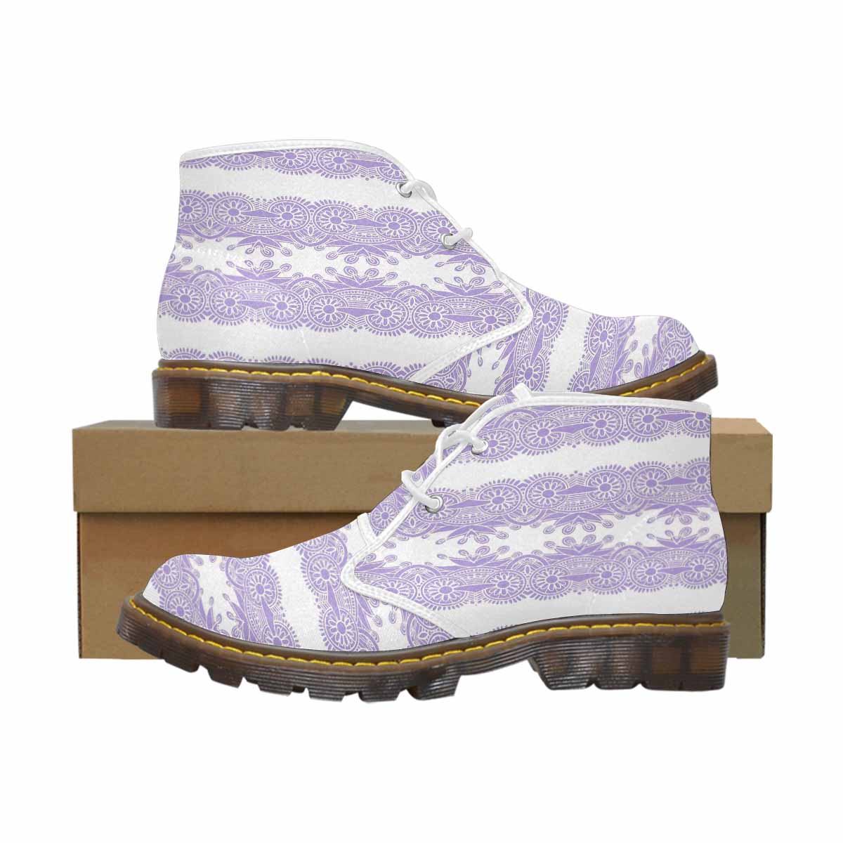 Lace Print, Cute comfy womens Chukka boots, design 07