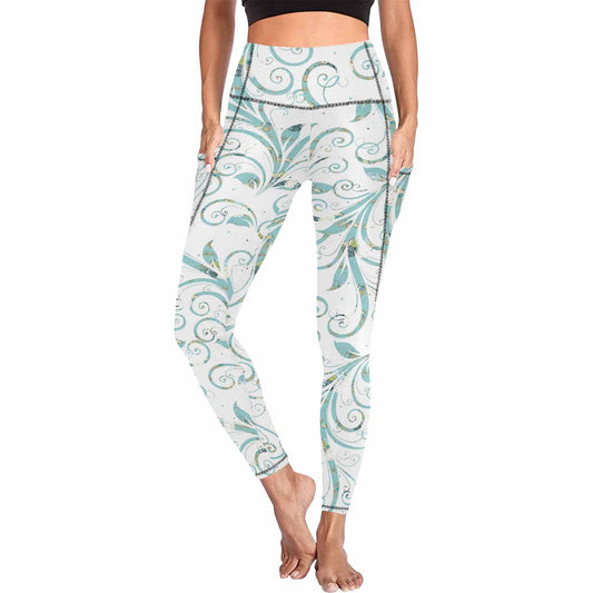 Floral 2, active wear leggings, outside surge, design 32