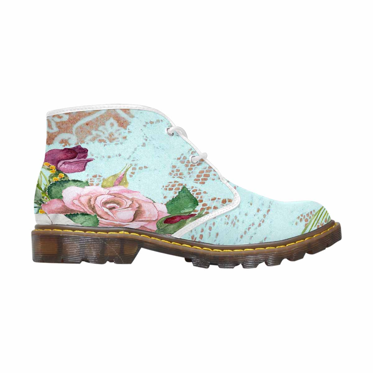 Lace Print, Cute comfy womens Chukka boots, design 24