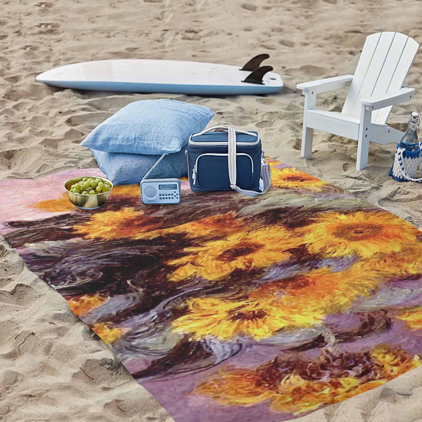 Vintage Floral waterproof picnic mat, 81 x 55in, Design 49