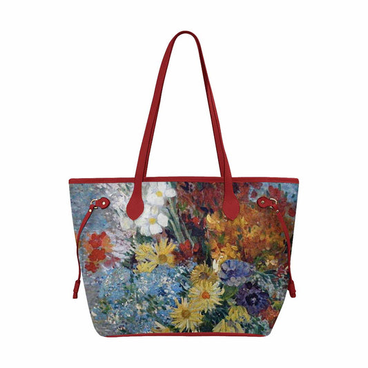 Vintage Floral Handbag, Classic Handbag, Mod 1695361 Design 41, RED TRIM