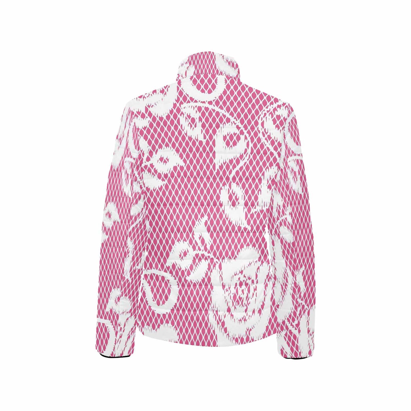 Victorian Lace print womens padded quilted jacket, design 17