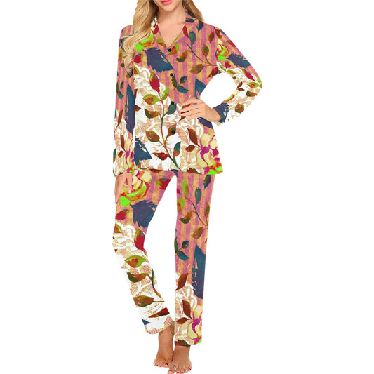 Victorian printed lace pajama set, design 22 Women's Long Pajama Set (Sets 02)