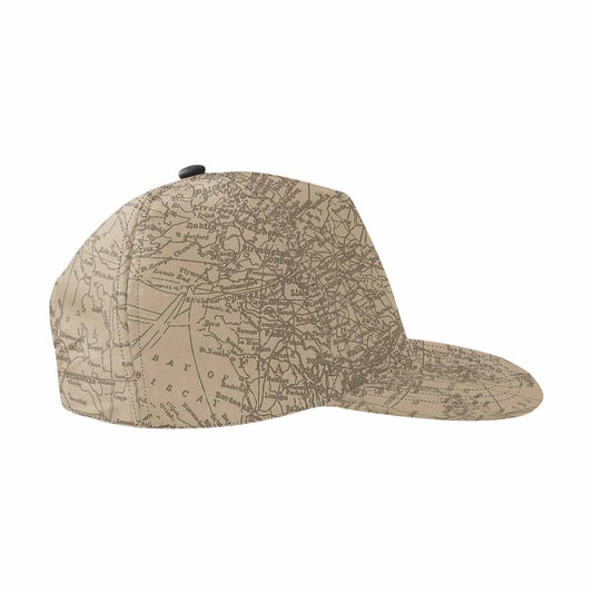 Antique Map design mens or womens deep snapback cap, trucker hat, Design 54