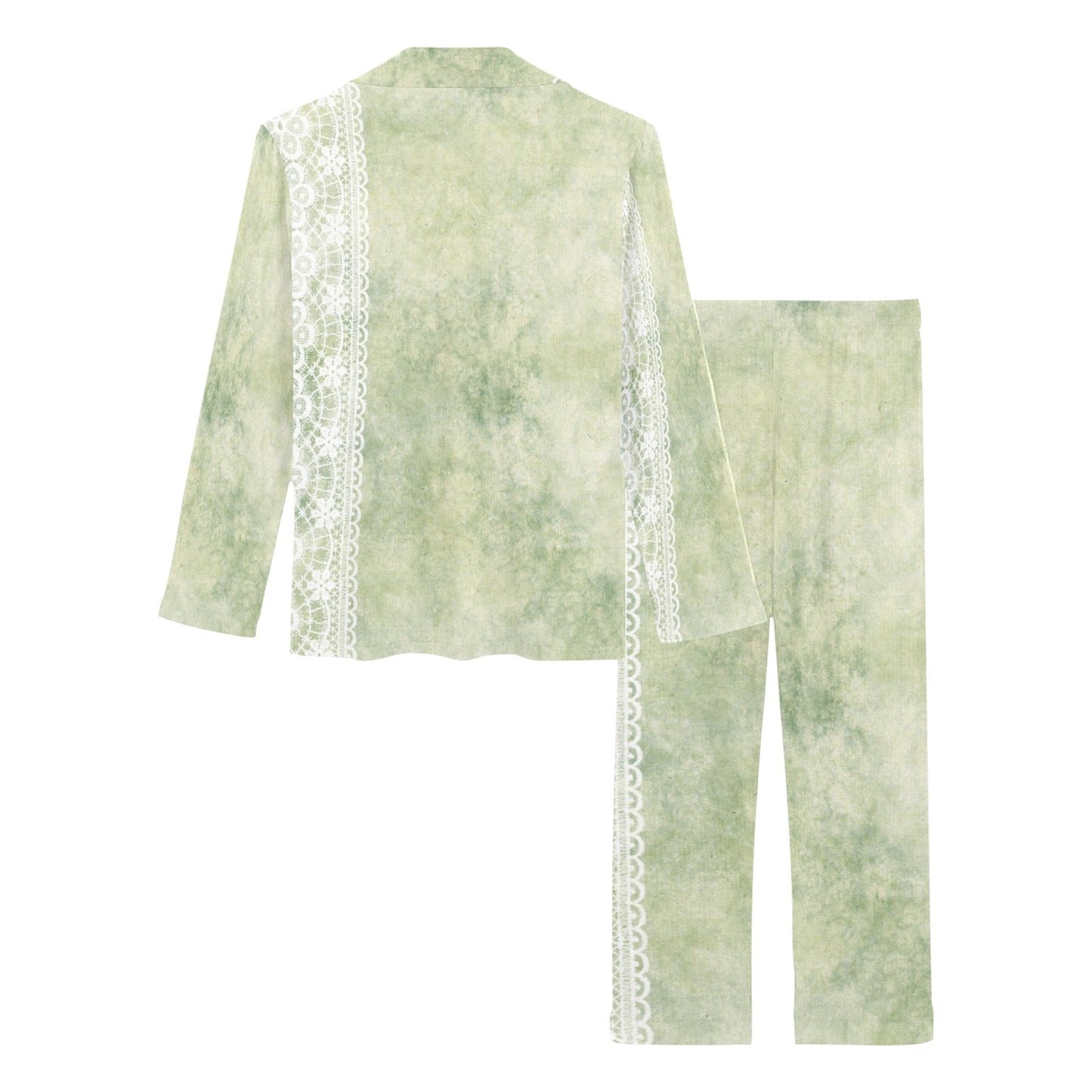 Victorian printed lace pajama set, design 42 Women's Long Pajama Set (Sets 02)