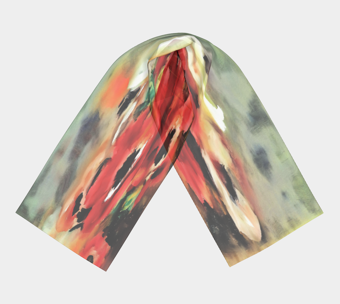 Vintage floral RECTANGLE satin charmeuse scarf, Design 14