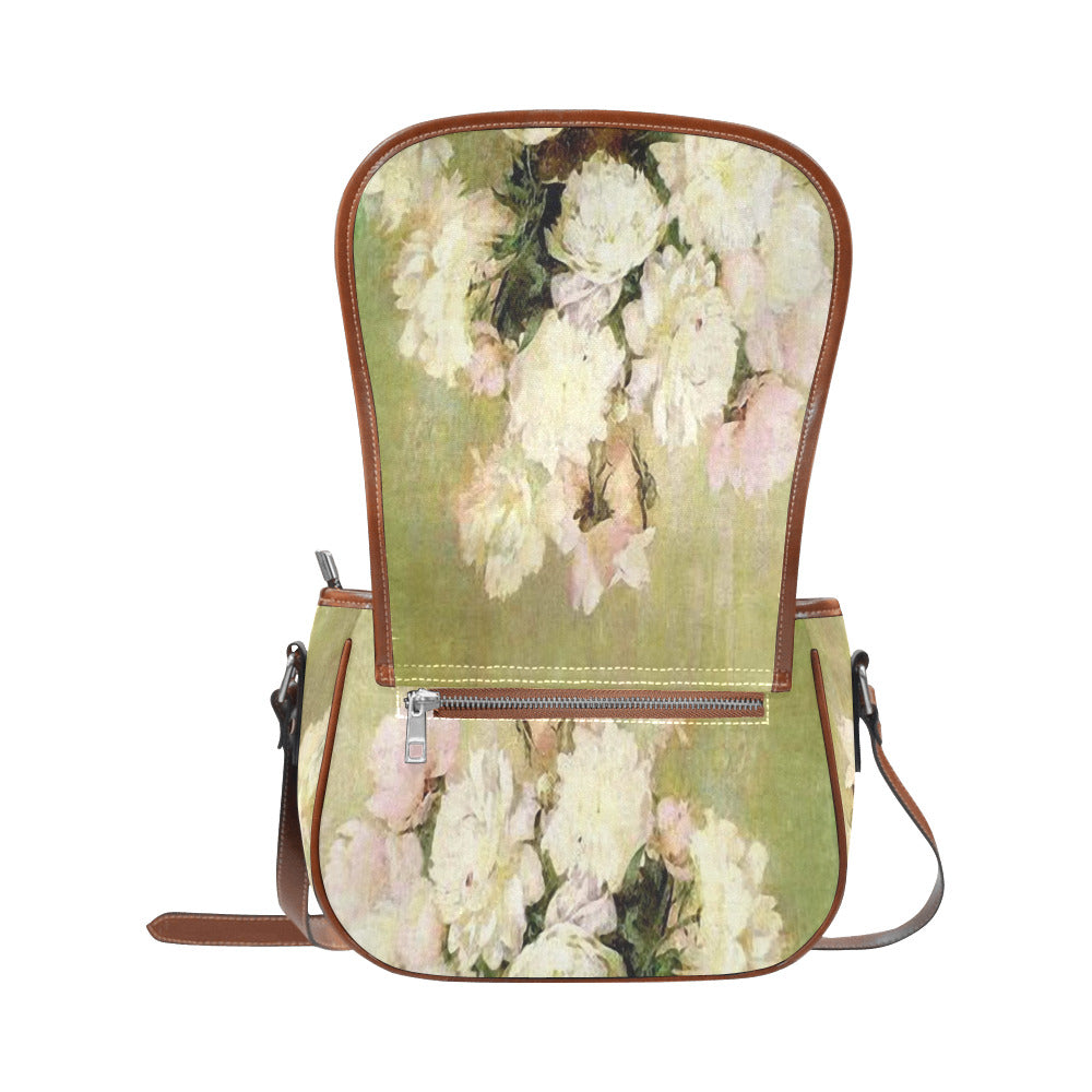 Vintage floral handbag, Design 35 Model 1695341 Saddle Bag/Large (Model 1649)