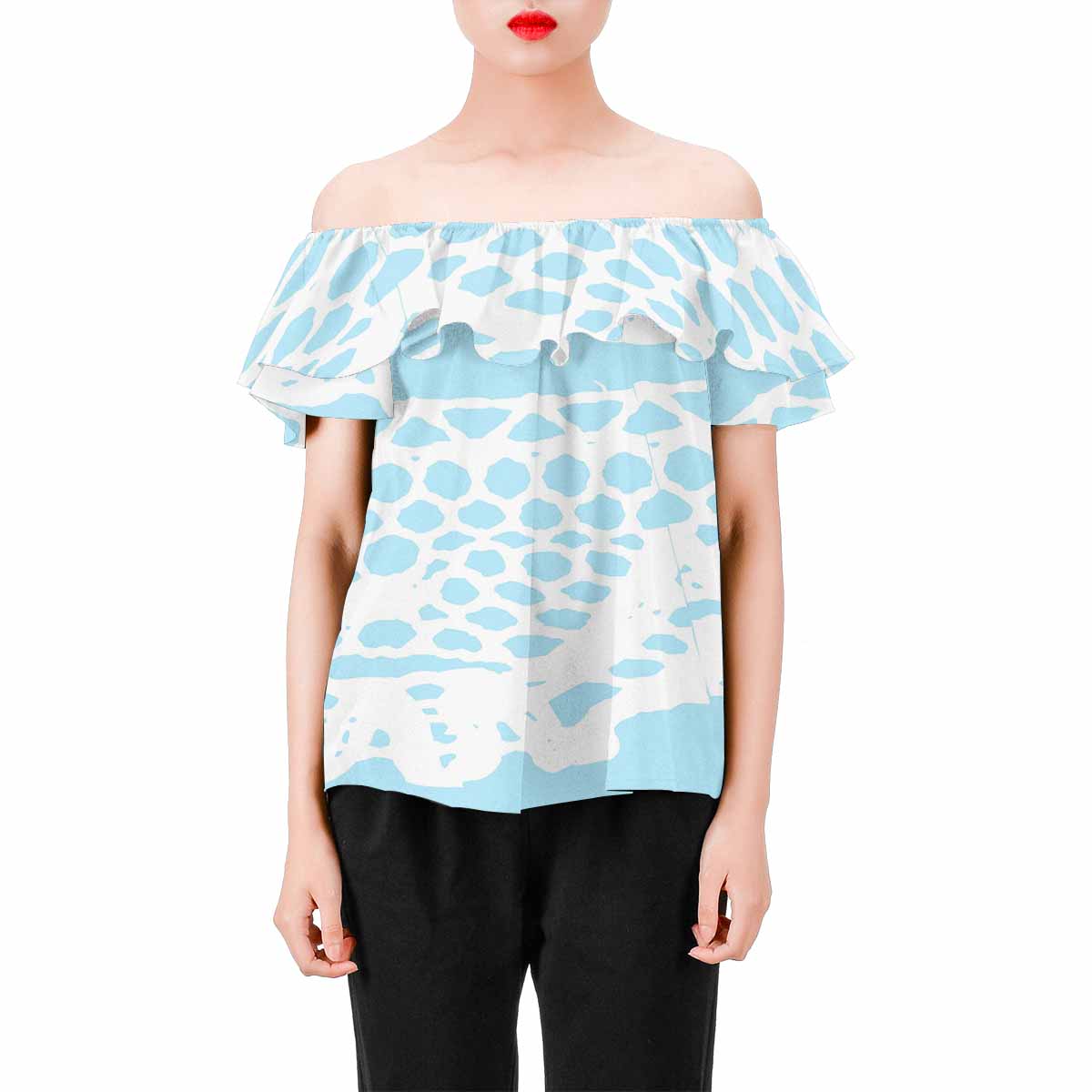 Victorian Lace print Chiffon Blouse, design 08