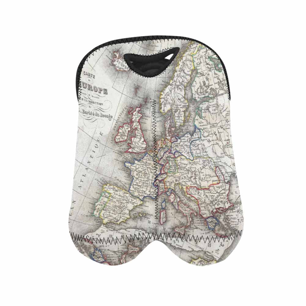 2 Bottle Antique map wine bag,Design 36